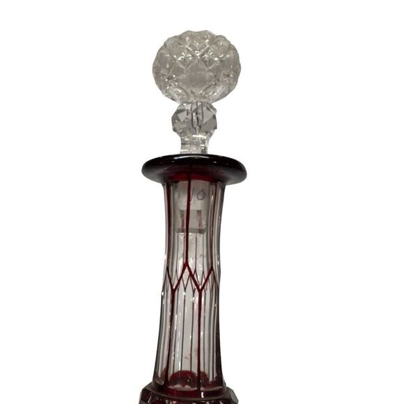 ANTIQUE Egermann Czech Bohemian Crystal Decanter INTAGLIO Cut To Clear Noveau - Picture 7 of 10